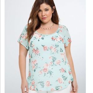 Torrid Floral Chiffon Drape Back Top